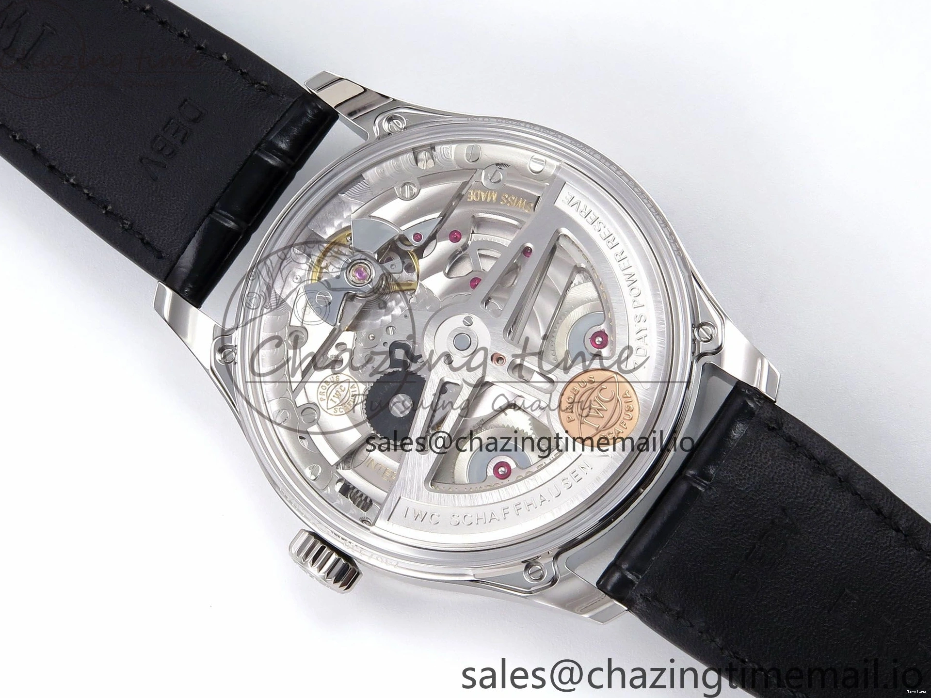 MIROTIME 0214 OnTrend Portugieser Automatic 42mm SS APSF 1:1 Best Edition White RG Dial on Black Leather Strap A 7010